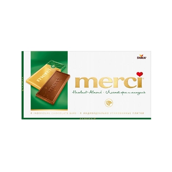 Шоколад Merci лесной орех и миндаль 100 гр.