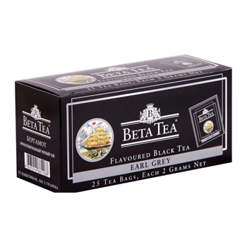 Черный чай Beta tea Earl Grey бергамот 25 пакетиков