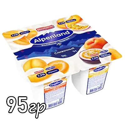 Йогурт Alpenland абрикос персик маракуйя 7.5%