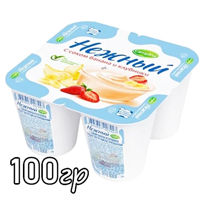 Йогурт Campina нежный с вкусом банан клубника 0.1%