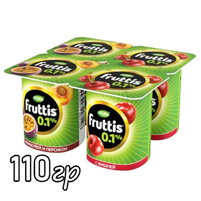 Йогурт Fruttis персик маракуйя вишня 0.1%