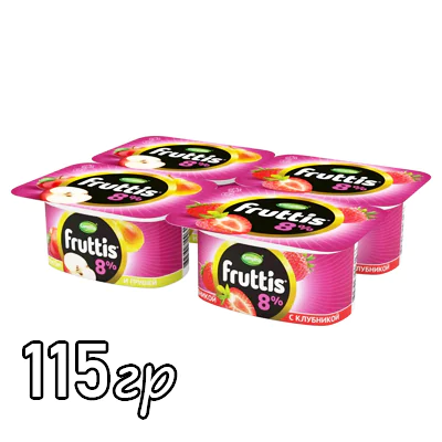 Йогурт Fruttis клубника яблоко груша 8%