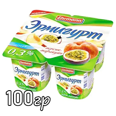 Йогурт Эрмигурт персик маракуйя 0.3%