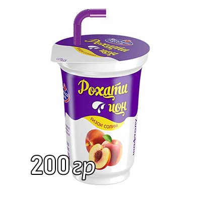 Питьевой йогурт “Рохати чон” со вкусом персика (с трубочкой) 3,2%
