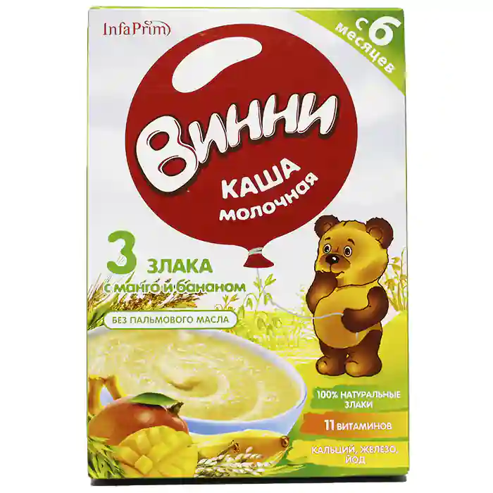 Каша Винни Молочная 3 Злака с Манго и Бананом