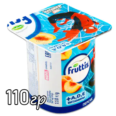 Йогурт Fruttis Кидс персик стакан 2,5%