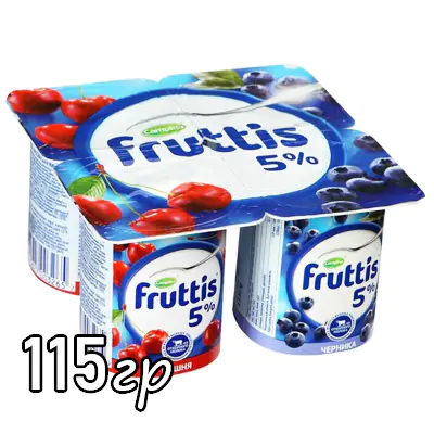 Йогурт Fruttis Вишня-черника стакан 5%