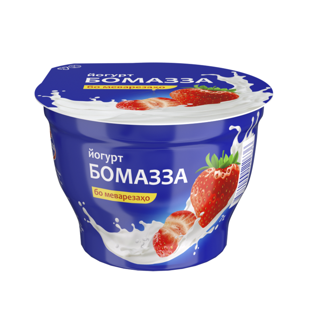 Сливочный йогурт “Бомазза” с кусочками клубники 7%