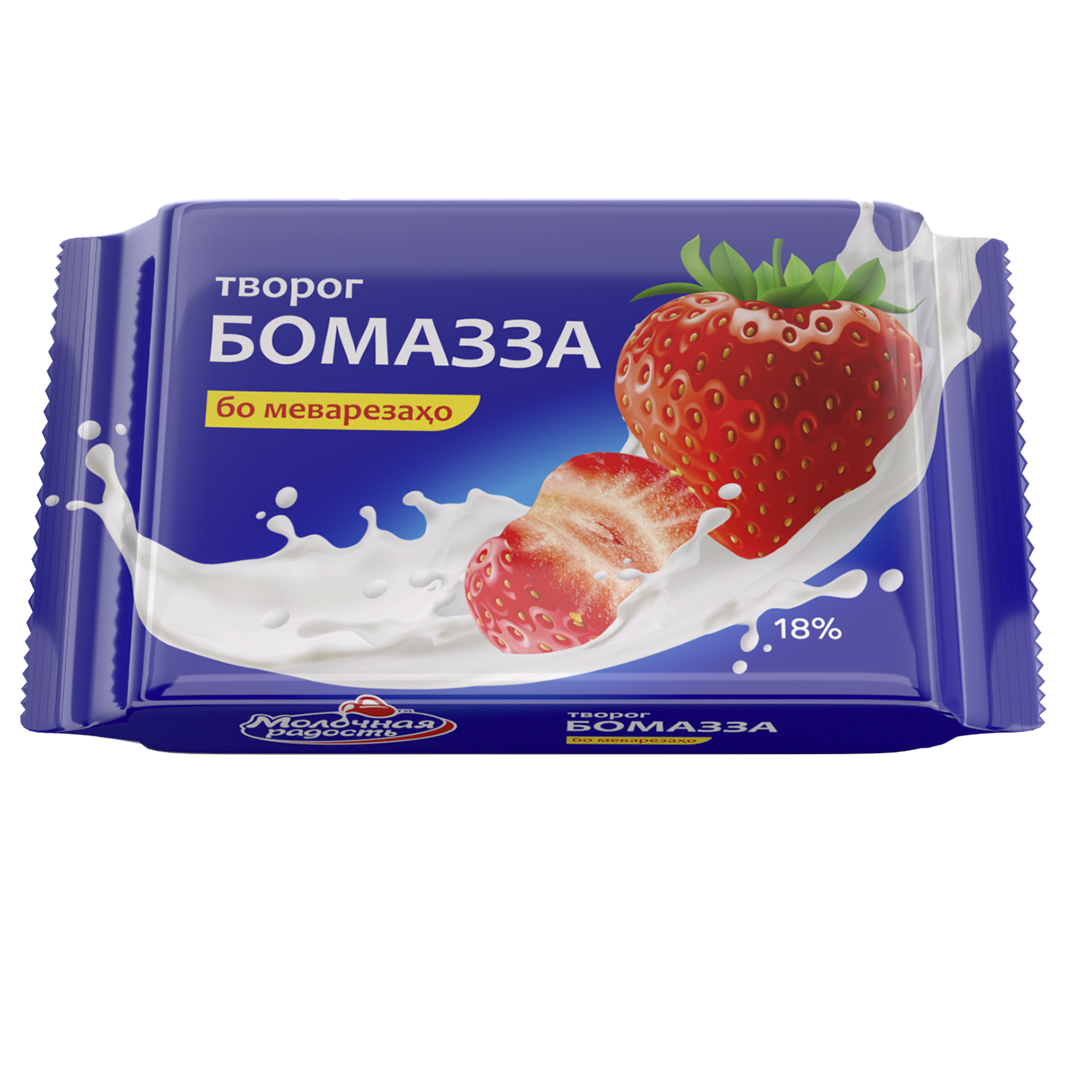 Творожная масса “Бомазза” с кусочками клубники 18%