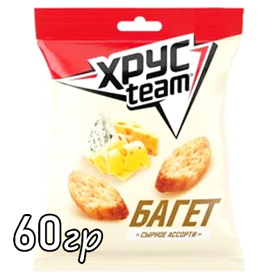 Сухарики Хрус team Багет Сырное ассорти 60 г